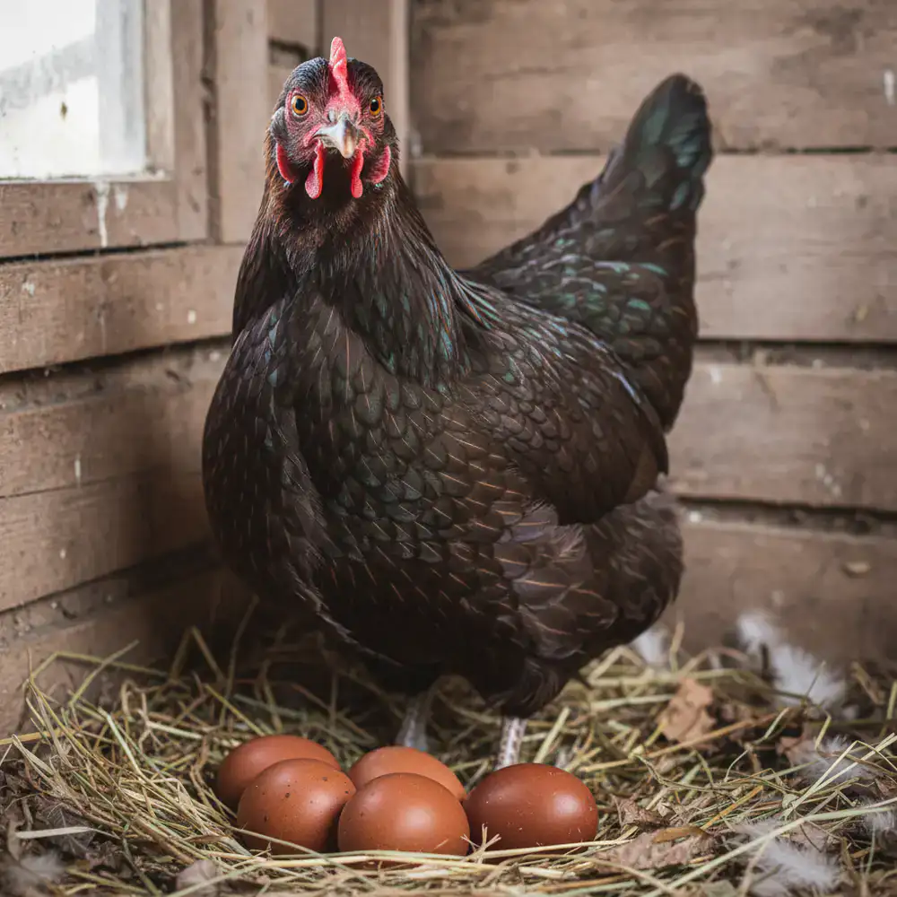 Marans Henne, bekannt für schokobraune Eier