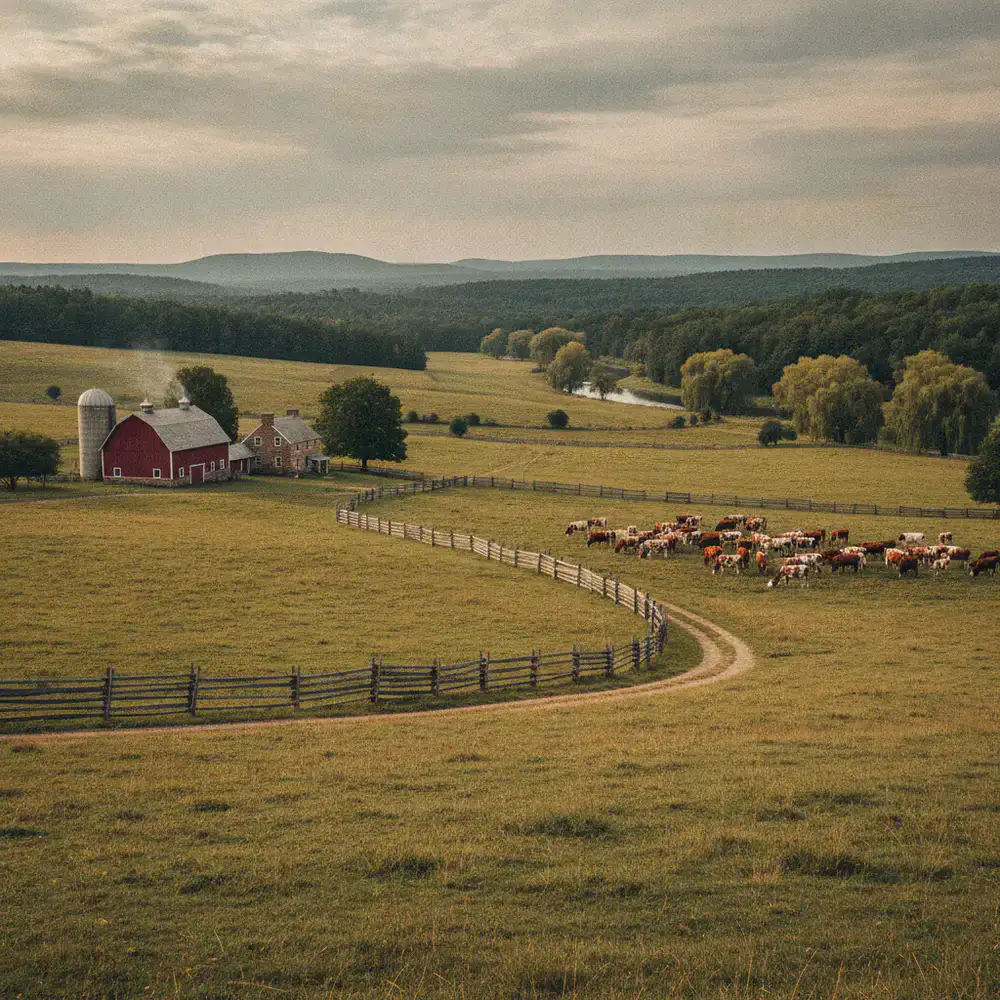 Historische Ansicht der Weiden auf der Willow Creek Farm