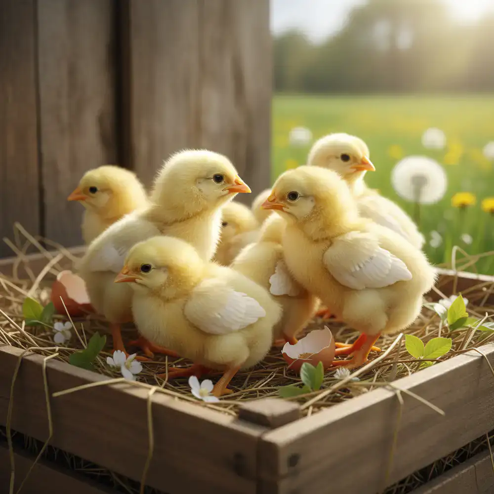 Frisch geschlüpfte Küken im Frühling
